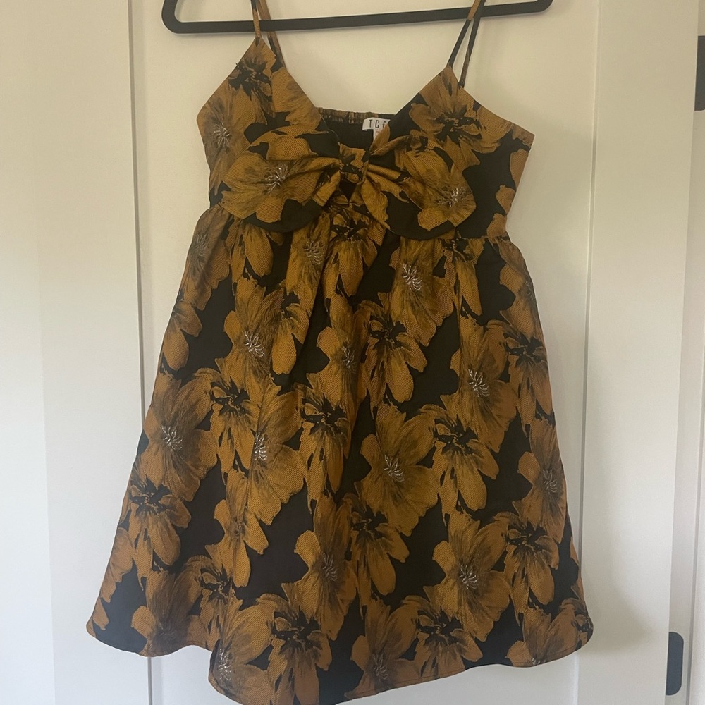 Floral Kids Dress in Black and Gold
